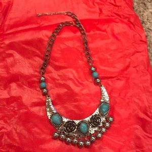 Beautiful silver and turquoise necklace.